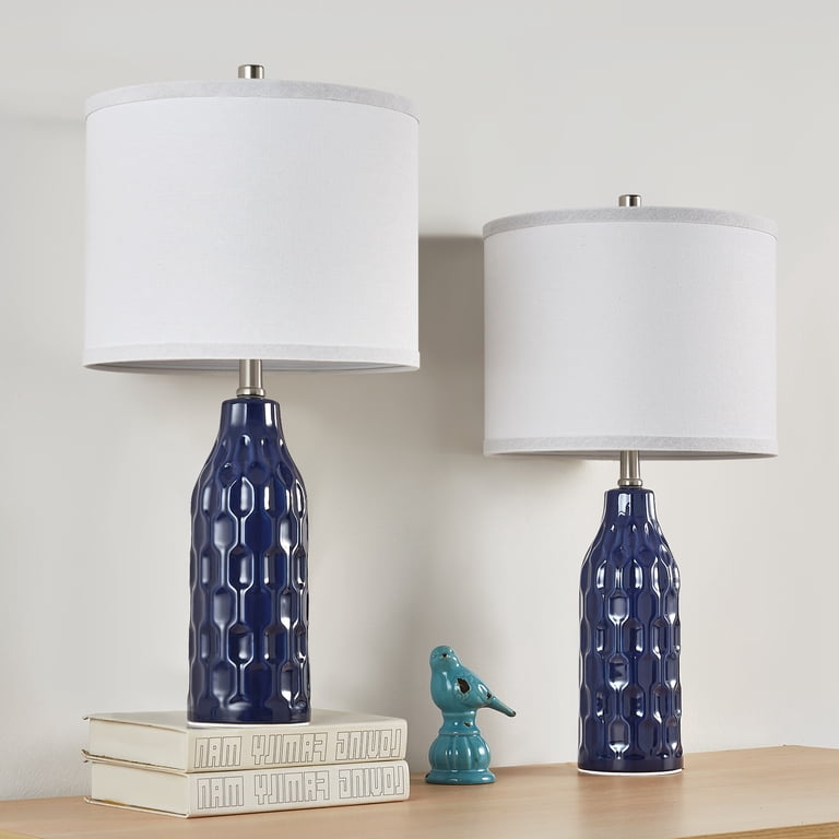NATYSWAN 24.8" Ceramic Table Lamp Set of 2, Navy Blue photo 8