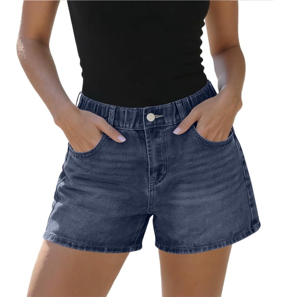 Ziynglg Jean Shorts for Women Wide Leg High Waist Denim Shorts Summer Casual Work Jean Shorts with Pocket