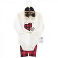 thumbnail image 2 of Little Treasure Baby Girl Cotton Bodysuit, Pant and Shoe 3pc Set, Buffalo Plaid Heart, 12-18 Months, 2 of 2