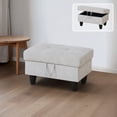 thumbnail image 5 of Gray Storage Ottoman Stool, Linen Fabric Ottomans Footstools for Living Room Bedroom, 5 of 7