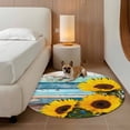 thumbnail image 2 of Spring Sunflowers Round Area Rug 3Ft Washable Small Circle Rugs for Kitchen Entryway, Yellow Floral Turquoise Farmhouse Wood Grain Non-Slip Carpet Floor Mats Indoor Outdoor Carpet Runner Home Decor, 2 of 8
