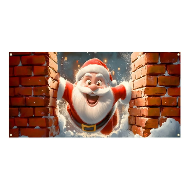 GUANGHONG Holiday Cheer Garage Festive Christmas Banner With Bright Colors Festive Design Perfect for Auto Enthusiasts Home Garages Easy Hanging Durable Material