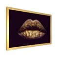 thumbnail image 2 of Designart 'Sexy Golden Metallized Woman Lips II' Modern Framed Art Print, 2 of 4