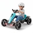 thumbnail image 2 of Holaki 12V Electric Go Kart for Kids, Battery Powered Ride on Toy with Adjustable Seat, Music, LED Lights, EVA Wheels & Forward/Reverse Driving, Tiffany Blue, Ages 3-6, 2 of 10