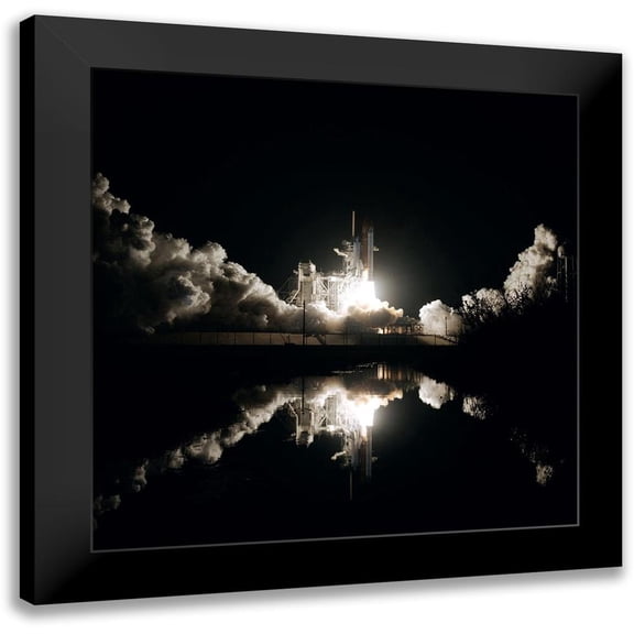 NASA 12x12 Black Modern Framed Museum Art Print Titled - Launch of Space Shuttle Columbia 1986