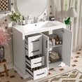 thumbnail image 2 of 36 inch White Bathroom Vanity with Ceramic Sink, Soft-Close Doors, 3 Drawers & Adjustable Shelf, Freestanding Storage Cabinet for Small Bathrooms, 2 of 9