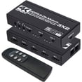 thumbnail image 1 of HDMI Matrix 3x2, KSRplayer 4K HDMI Matrix Switch 3 en 2 Salida Conmutador Divisor con Extractor EDID y Control Remoto por IR, Compatible con Ultra 4K HDR, 4Kx2K@60Hz, 3D/1080P, HDMI 2.0b, HDCP 2.2, 1 of 10
