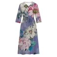 thumbnail image 2 of Vestido de Verano para Mujeres Impreso Cuello de Vuelta de Manga de Tres Cuartos, Estilo de Ocio de Moda para Ocasional, Fiesta Y Vacaciones, 2 of 5