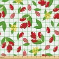 thumbnail image 2 of Ambesonne Dogwood Fabric by the Yard Upholstery, Cornel Fruits Flowers Art, 5 Yards, Dark Pink and Hunter Green, 2 of 5
