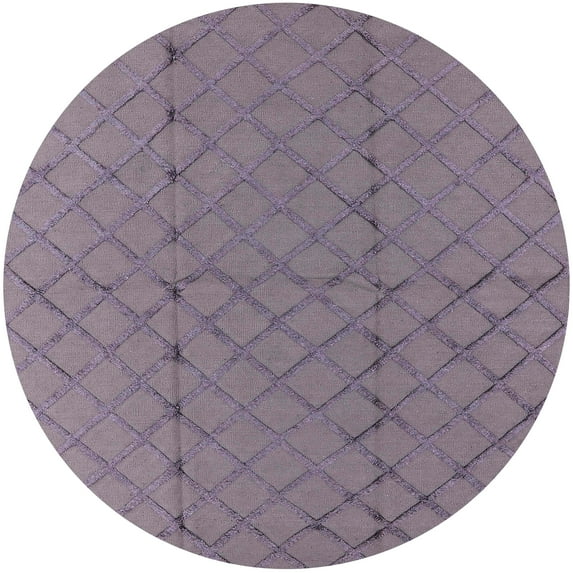 Ahgly Company Machine Washable Indoor Round Industrial Modern French Lilac Purple Area Rugs, 7' Round