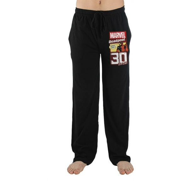 Marvel Comic Book Universe Deadpool Superhero Mens Black Sleep Pajama Pants-3XL
