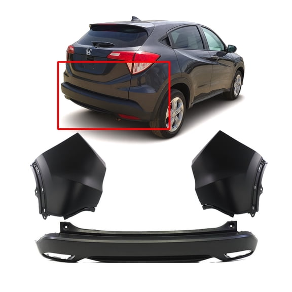 DCP Rear Bumper Cover Kit 3pc for Honda HR-V 2016-2018 HO1100289 HO1116103