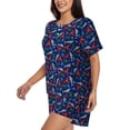 thumbnail image 2 of Uemuo Deep Down In The Ocean Pattern Women's Short-Sleeved Pajama, Button-Front Loungewear, 2-Piece Summer Sleepwear, Elastic Drawstring Shorts-XX-Large, 2 of 7