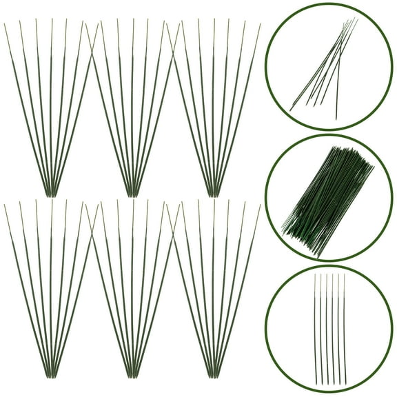 PAMINGONO Plastic Fake Flower Stems, Green, Easy to Use for Any Floristry Work 100Pcs