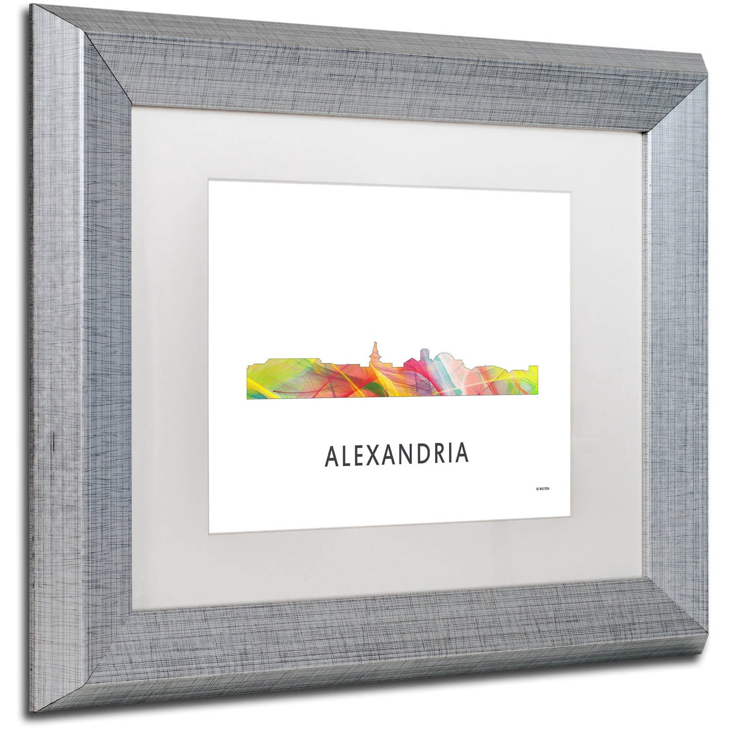 Trademark Fine Art 'Alexandria Virginia Skyline WB-1' Canvas Art by Marlene Watson, White Matte, Silver Frame