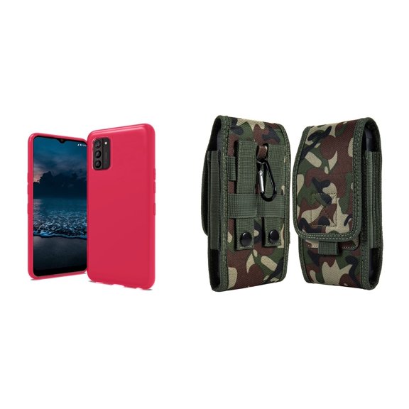 Bemz Flexible TPU Protection Slim Fit Case and Belt Holster Pouch for Nokia G100 (Hot Pink/Jungle)