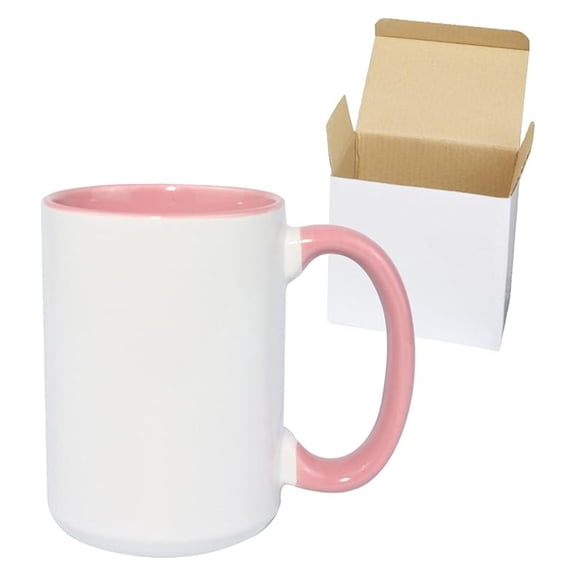 Ceramic 15oz Sublimation Coffee Mug, Pink, Case of 12