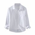 thumbnail image 1 of XDZJLR Mens Shirts Lapel Solid Soft And Comfortable Long Sleeve Shirts for Men, 1 of 4