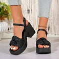 thumbnail image 5 of qkdmdw Black Women'S Pu Sandals High Heels Comfort Square Toe Thick Heel Platform Dressy Ankle Strap Sandals For Party, 5 of 9