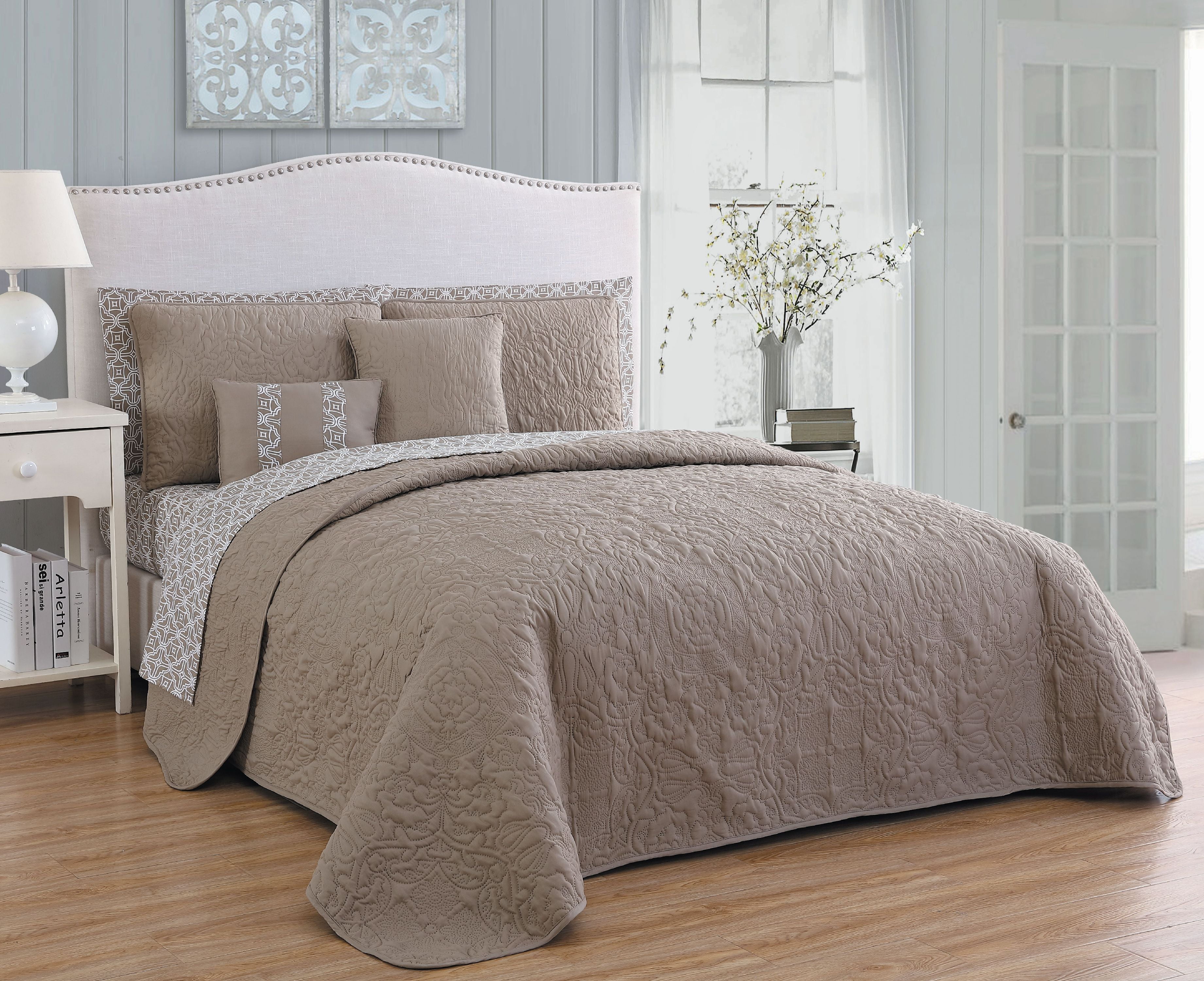 Melbourne 9pc Quilt Set King Taupe