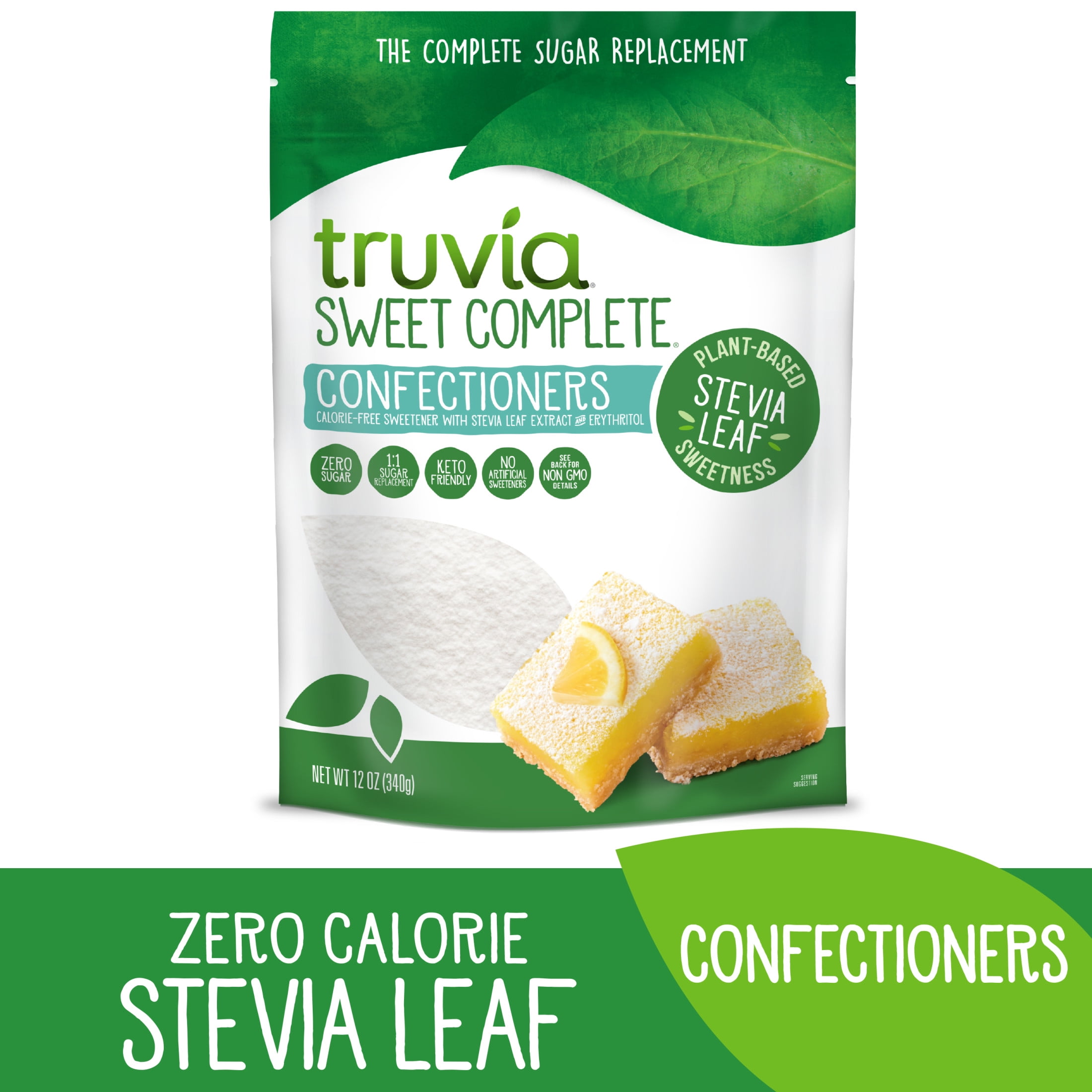 (2 pack) Truvia Sweet Complete Confectioners, Powdered Stevia Leaf Sweetener with Zero Calories, 12oz Bag