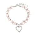 thumbnail image 1 of GOOHOCHY Collar para mascotas con colgante de corazón de cristal, collar para gatos y perros, joyería con perlas brillantes, talla S (rosa), 1 of 8