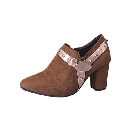 

Winter Boots for Women Women Shoes Mid Heel Casual Fashion Suede Solid Color Pointed Zip Ankle Boots