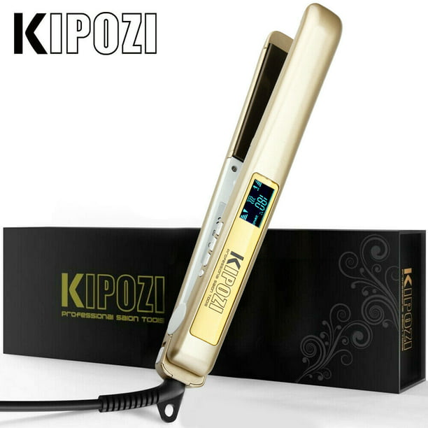 Kipozi 1 inch Pro Titanium Flat Iron Curling Iron Dual Voltage Hair Straightener Anti Frizz Digital Display