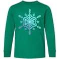 thumbnail image 3 of Inktastic Christmas Blue Ice Snowflake Long Sleeve Youth T-Shirt, 3 of 5