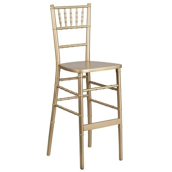 Maklaine Wood Modern Transitional Chiavari Barstool in Gold Finish