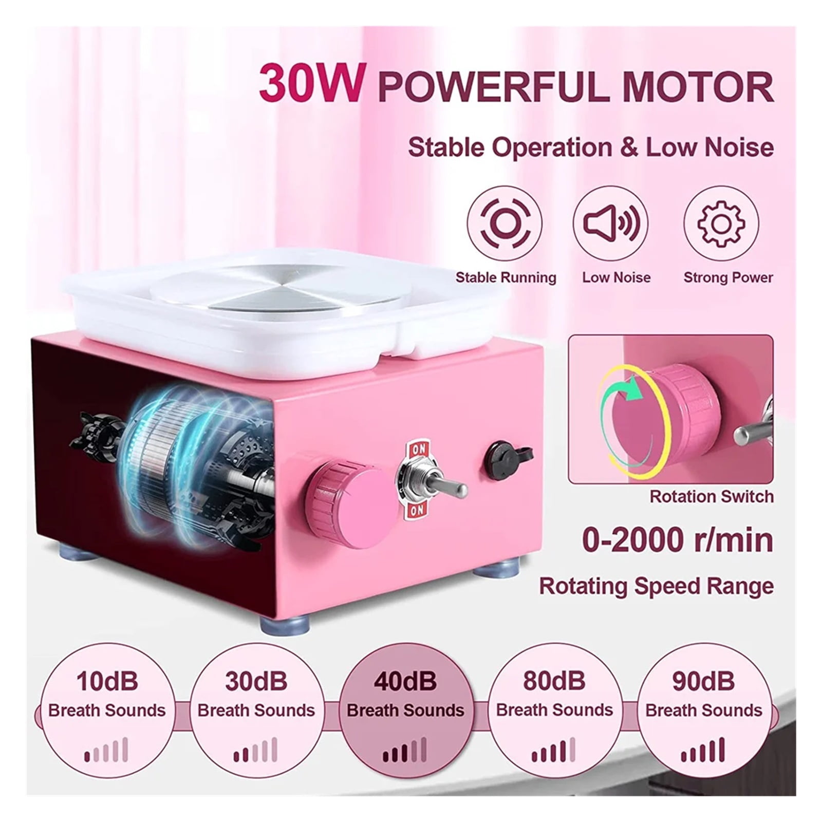 Mini Pottery Wheel Machine with Turntable+Sculpting Kit, Electric Pottery Wheel Ceramic Clay Tool Poterie Pottery Equipment ,Durable Design