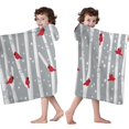 thumbnail image 4 of Gray Christmas Cardinal Bird Pattern Hooded Bath Towel，50"x30" for Ages 3 To 12 Kids, Quick Dry Lightweight Soft Microfiber Hood Beach Towel Cover Up for Kids, 4 of 7
