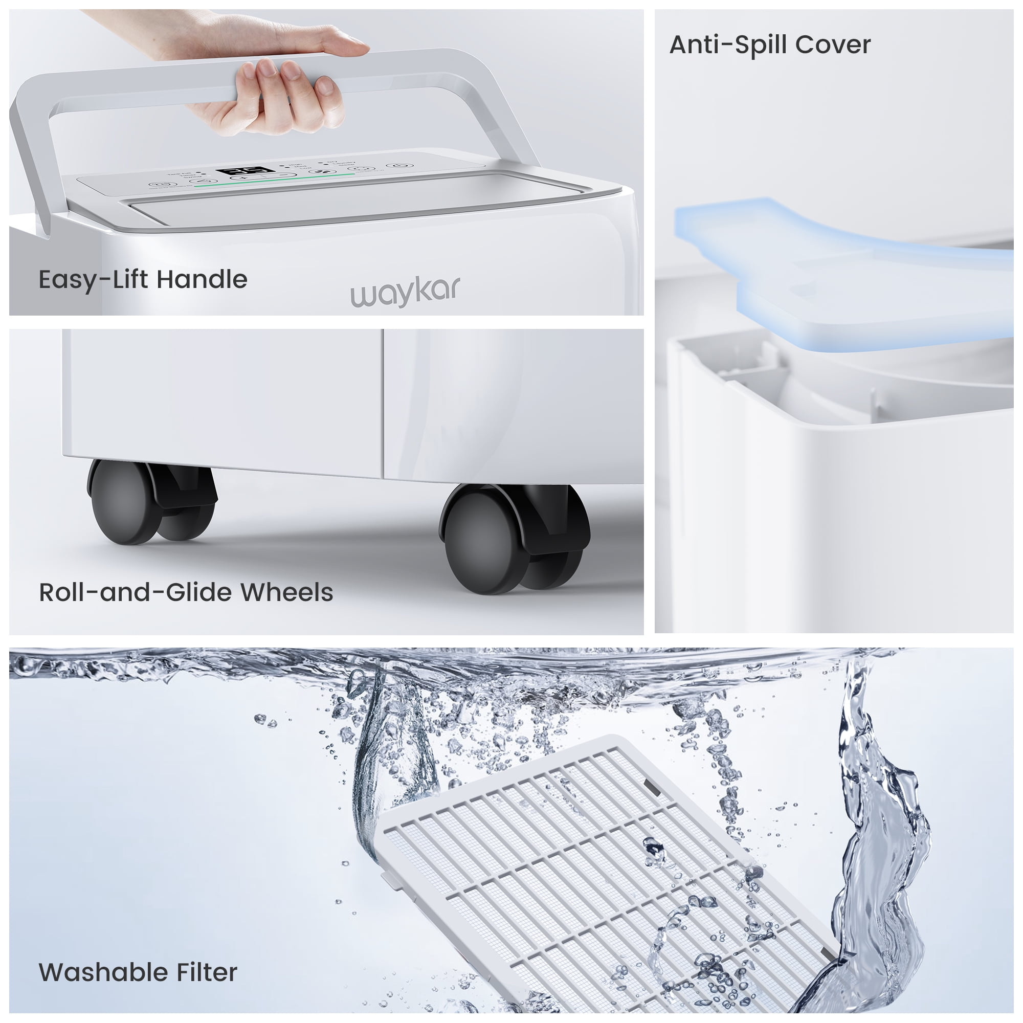 Waykar 80 Pint Dehumidifier for Basements & Home up to 6000 Sq. Ft, No Daily Emptying with Continuous Drain, Auto Defrost, 25 Pint DOE Energy Star
