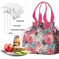 thumbnail image 4 of Pioneer Flower Floral Print Pattern Drawstring Lunch Bag Women - Drawstring Lunch Bag Insulated for Work Office - Stain-Resistant Large Lunchbags for Women with Multi-Pockets, 4 of 6