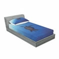 thumbnail image 3 of Ambesonne Ocean Fitted Sheet & Pillow Sham Set, Sea Turtle in Deep Sea, Full, Aqua Navy Brown, 3 of 3