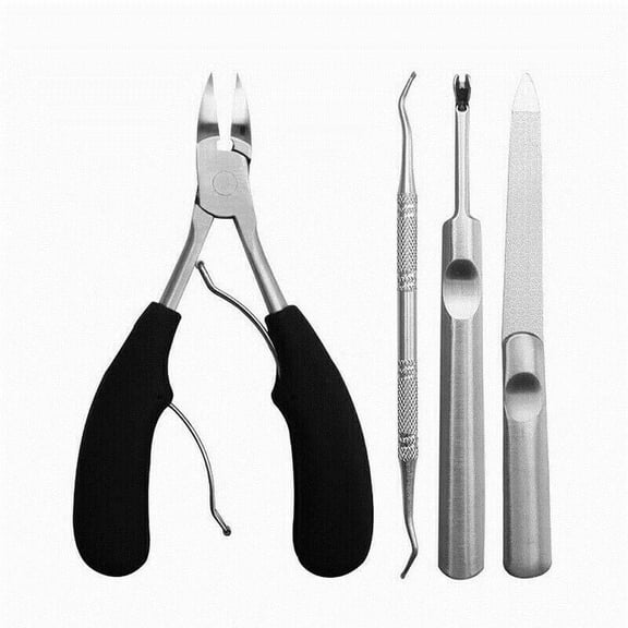 LNKOO 4PCS Toe Nail Clipper for Ingrown or Thick Toenails,Toenails Trimmer and Professional Podiatrist Toenail Nipper for Seniors with Surgical Stainless Steel Surper Sharp Blades Soft Grip Handle