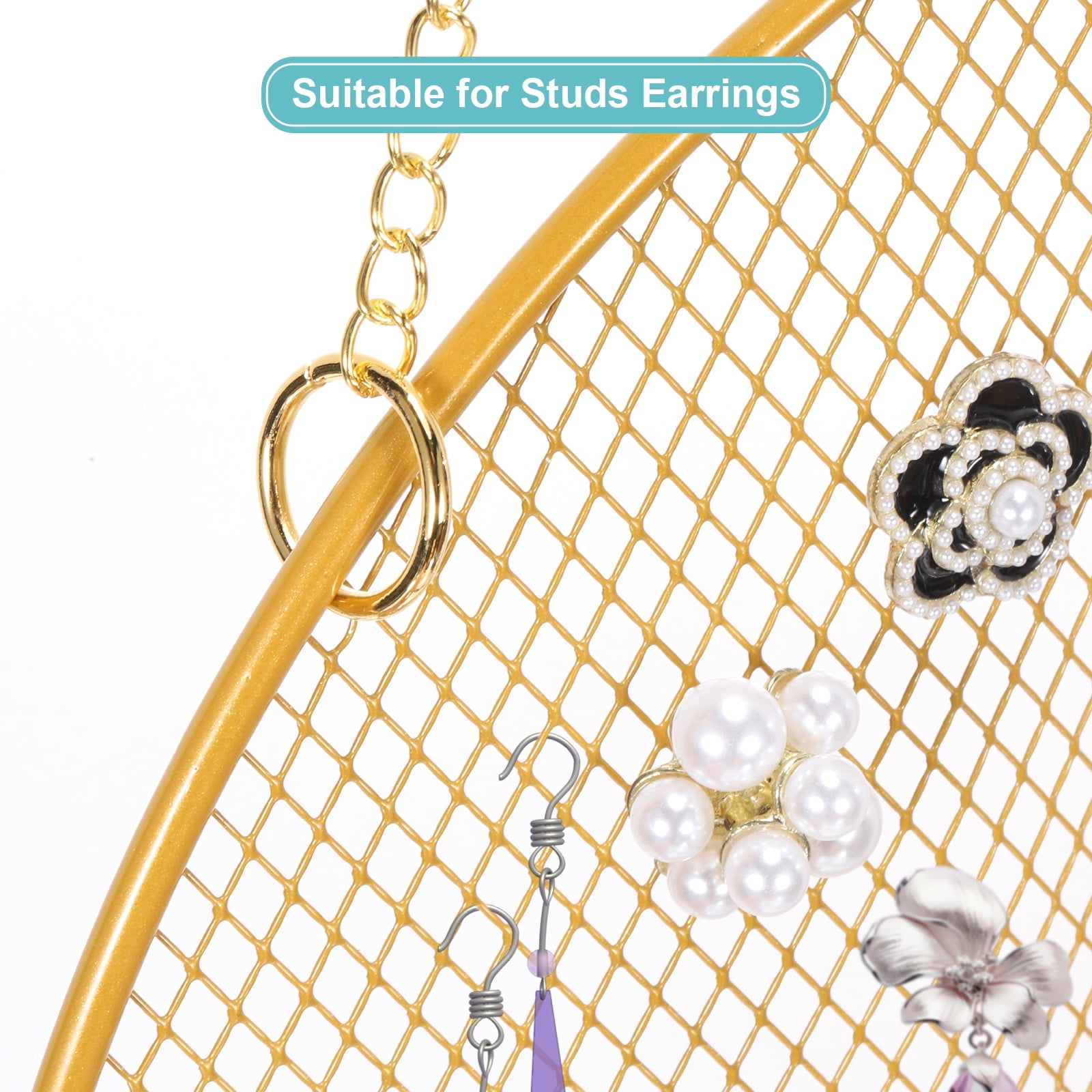 2 Set Earring Holder Organizer Wall, Necklace Holder Hanging Earring Organizer Jewelry Organizer Wall with 6 Hooks for Earring Necklace Jewelry Wall Home Decoration, Moon