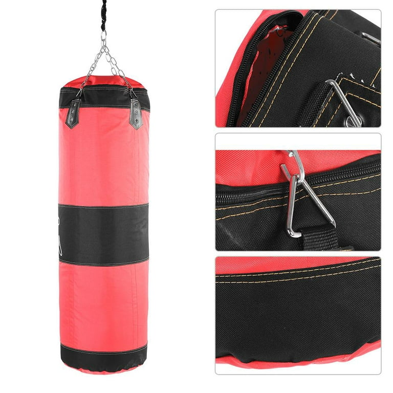 PVUEL 2.6ft Punching Bag Set Fitness Boxing Bag Boxing MMA Heavy Muay Thai  Training Gloves Punching Mitts Ceiling Hook Hanging Chain Unfilled Red