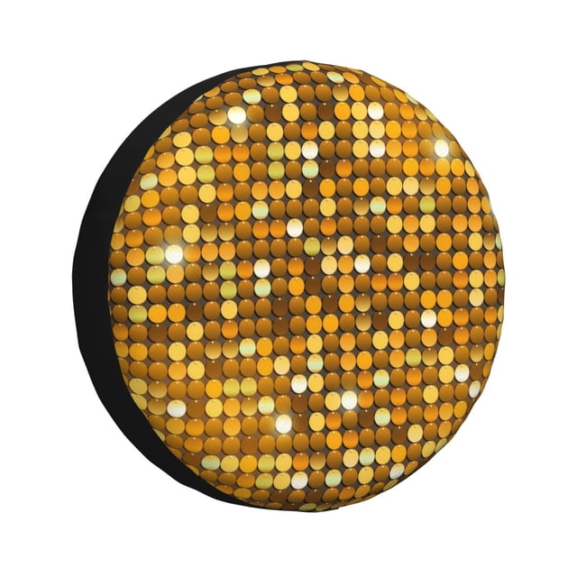 Fotbe Bright Shiny Golden Funda de Llanta de Repuesto con Estampado, Engrosada, Ajuste Universal para Jeep, Remolque, RV, SUV, Camión-16 inch