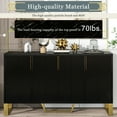 thumbnail image 5 of 60" Modern Sideboard Buffet with 4 Doors, Wood Storage Cabinet with Adjustable Shelves and Metal Handles & Legs, Coffee Bar Cabinet Entryway Console Table for Dinning Room, Kitchen, Hallway, Black, 5 of 9