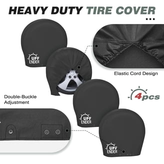 Tire Cover Central Copertura Per Ruota Di Scorta "Happy Campers Bear" – Vinile Marino, Stampata UV, Antifurto, Scegli La Misura