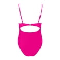 thumbnail image 4 of VNKIDY Womens Solid Color Hollow Out One Piece Swimsuit Spaghetti Strap V Neck Ruched Waist High Cut Swimsuit For Summer Beach Wear Pink XXL, 4 of 5