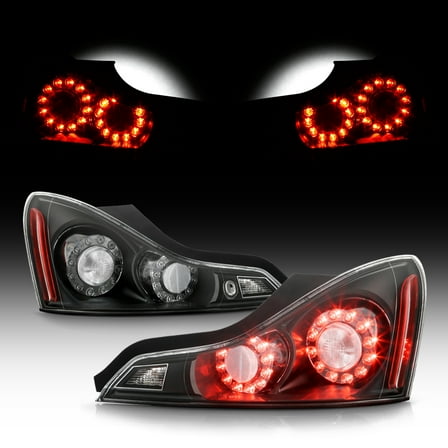 2008-2013 G37 / 14-15 Q60 Coupe Black Factory Style LED Tail Lights Brake Lamps
