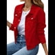 thumbnail image 2 of Chaquetas Vaqueras para Mujer, Básicas, de Larga, con Botones, Estilo Corto, A Rojo L, 2 of 7