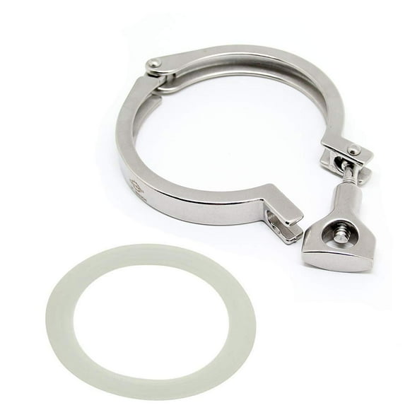QiiMii Stainless Steel 304 Heavy Duty Sanitary Clamp Single Pin Tri Clamps Clover 3" with 1 pc Silicone Gasket