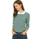 thumbnail image 1 of Blusa de rayas Allegra K Peter Pan Verde XS para mujer, 1 of 6