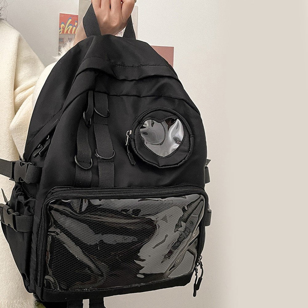 Hzzsbu Ita Backpack, Bag Transparent Backpack College Rucksack Casual Daypack Pin Display Itabag for Women