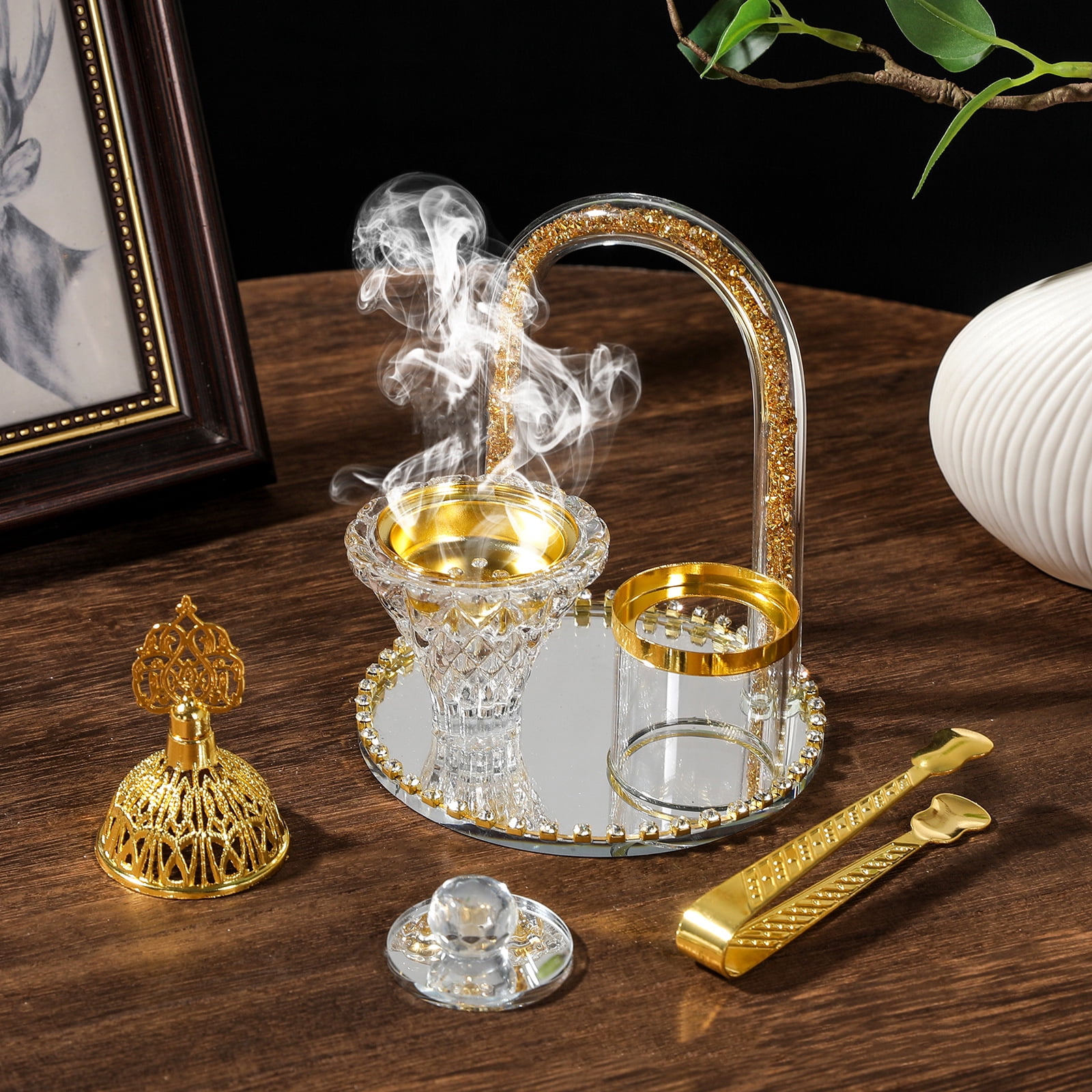 Elegant Decorative Incenses Burners Holder Set With Tray Clip Storage Jar For Holiday Gift Living Room Display