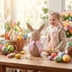 thumbnail image 1 of Adorno de Conejito de Pascua de Ratán Sintético, Tejido a Mano, Creativo, para Interiores, 1 of 7