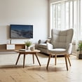 thumbnail image 2 of Homy Casa Modern Upholstered Accent Chair, Comfy Fabric Armchair with Wood Legs for Living Room or Bedroom, 2 of 9